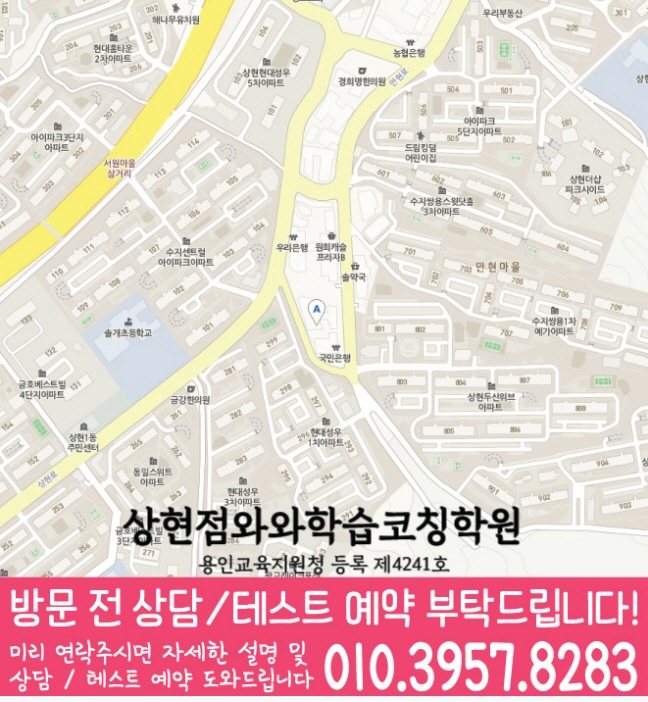 상현동 영수 전문학원 지도