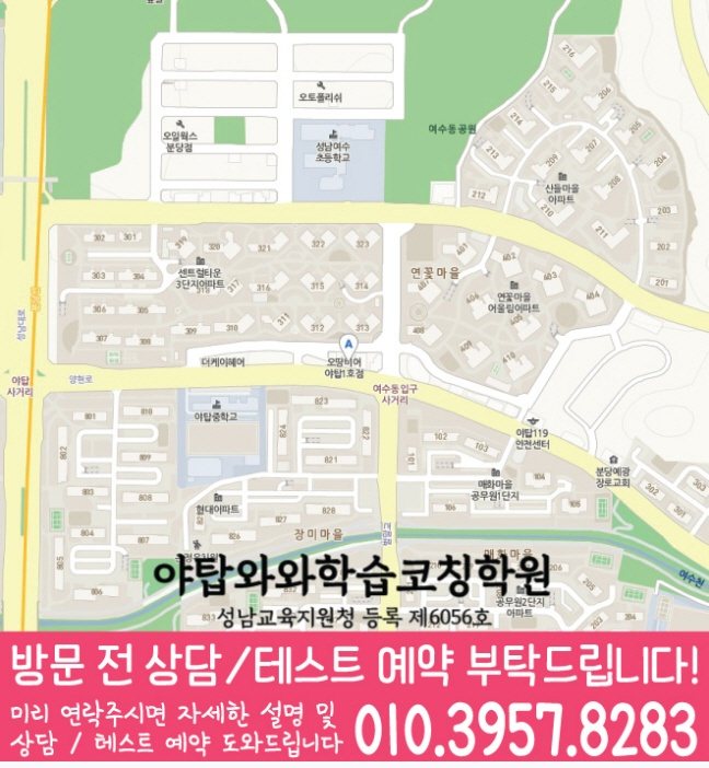 야탑 영수 전문학원 지도